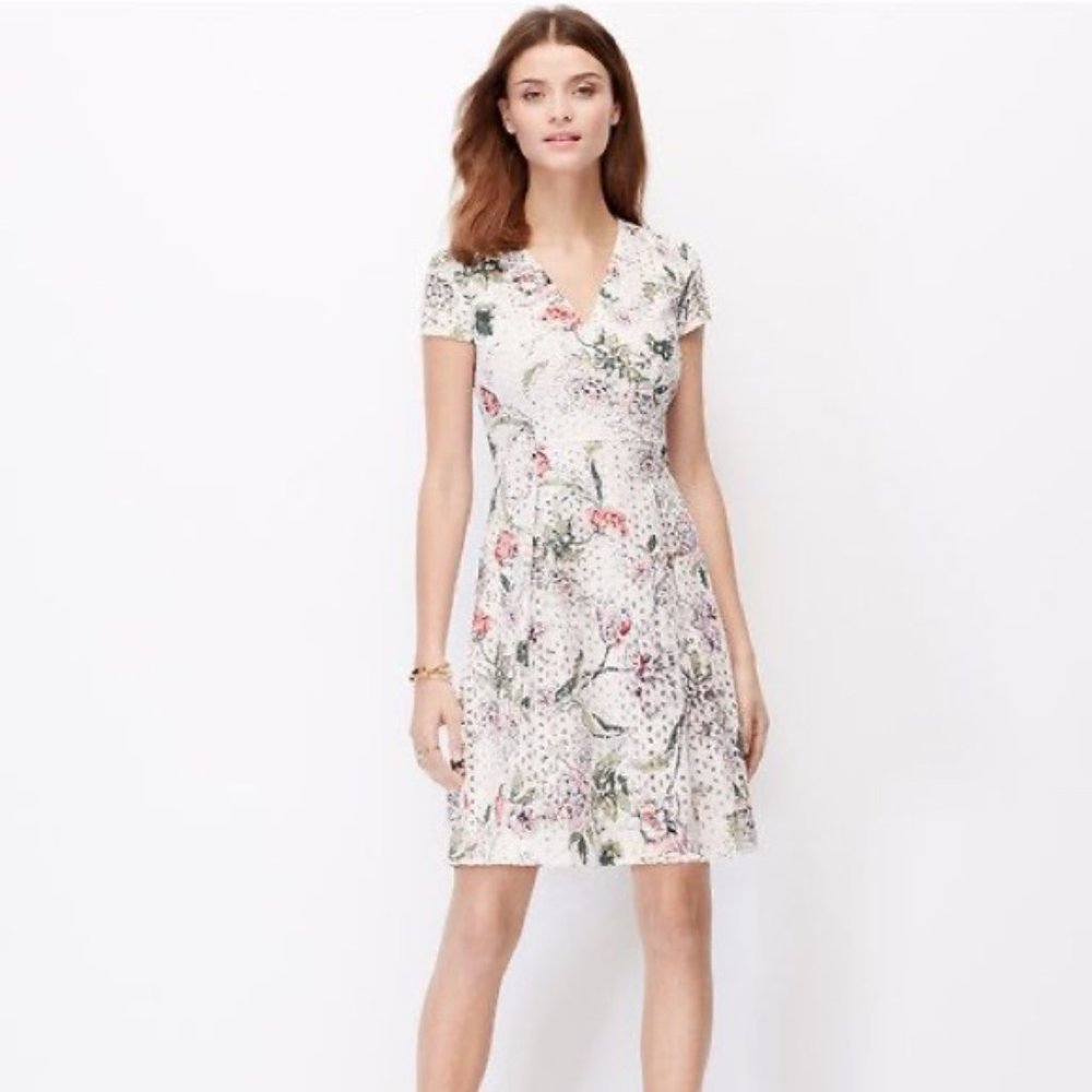 Ann Taylor Petite Floral Eyelet Summer Dress